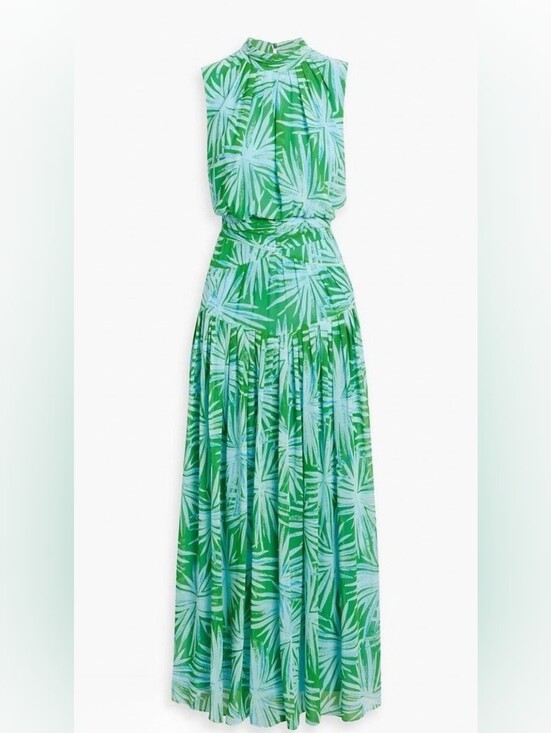 Diane Von Furstenberg Dresses & Skirts - DVF  Diane Von Furstenburg Size 4 Green Palm Print Chiffon Maxi "Menon" Spring26